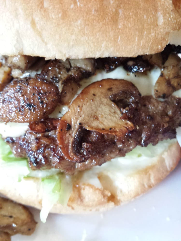 Close up of mushroom and swiss